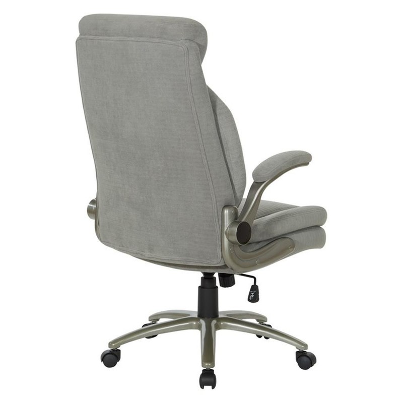 Scranton & Co Big & Tall Gray Fabric Chair with Flip Arms and Titanium Base gallery