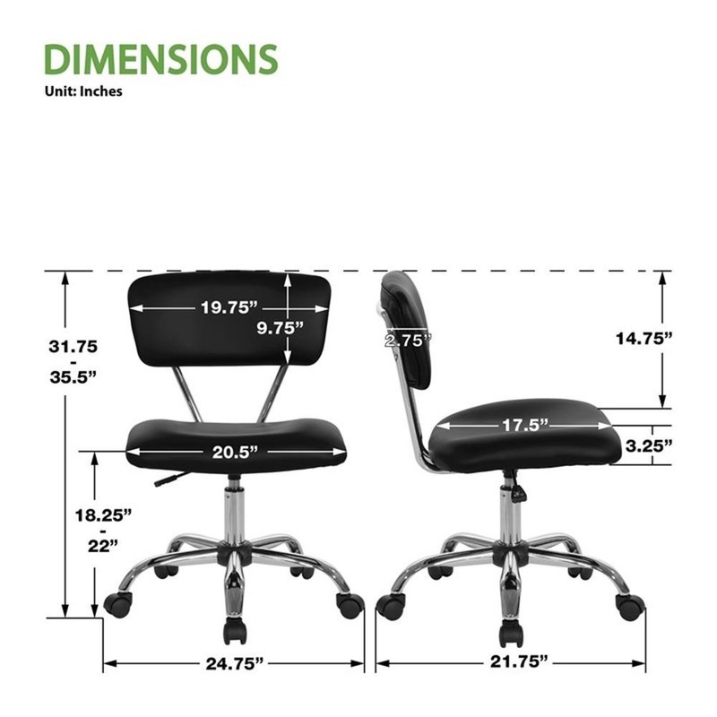 Scranton & Co Task Office Chair in Black Vinyl with Chrome Base gallery