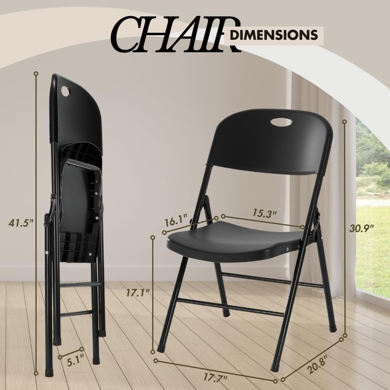 4-Pack Heavy Duty Plastic Folding Chair, 450 lbs Capacity Foldable Chairs gallery
