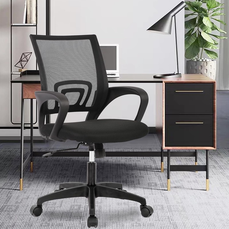 Ergonomic Home Office Chair Adjustable Lumbar Mesh Swivel Desk Chair Black gallery