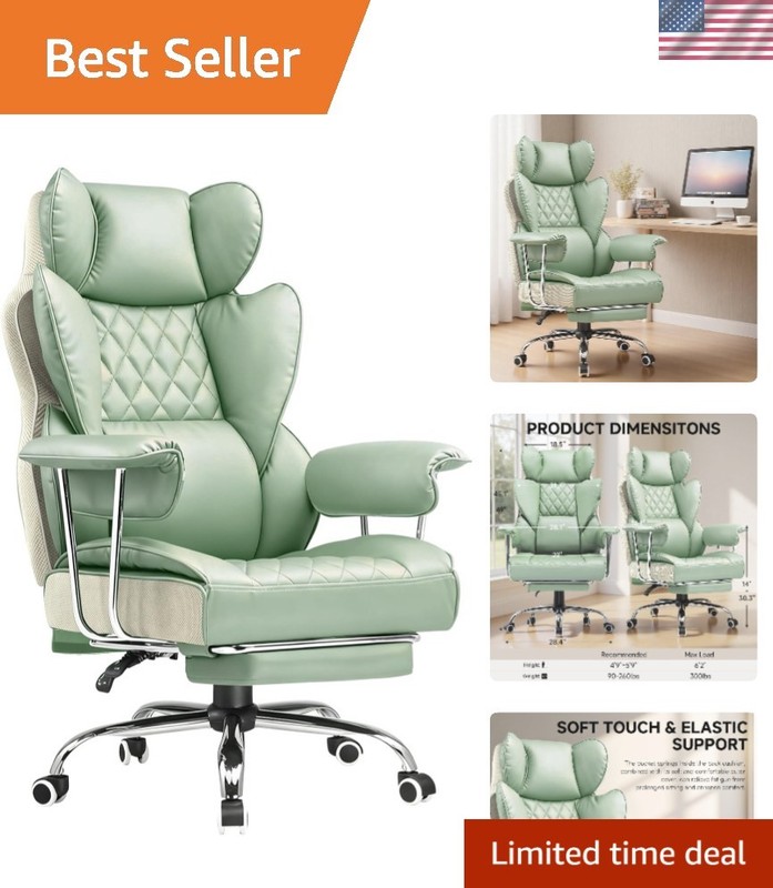 Big and Tall Office Chair, High Back Leather Gaming Chair with Footrest, Exec...
