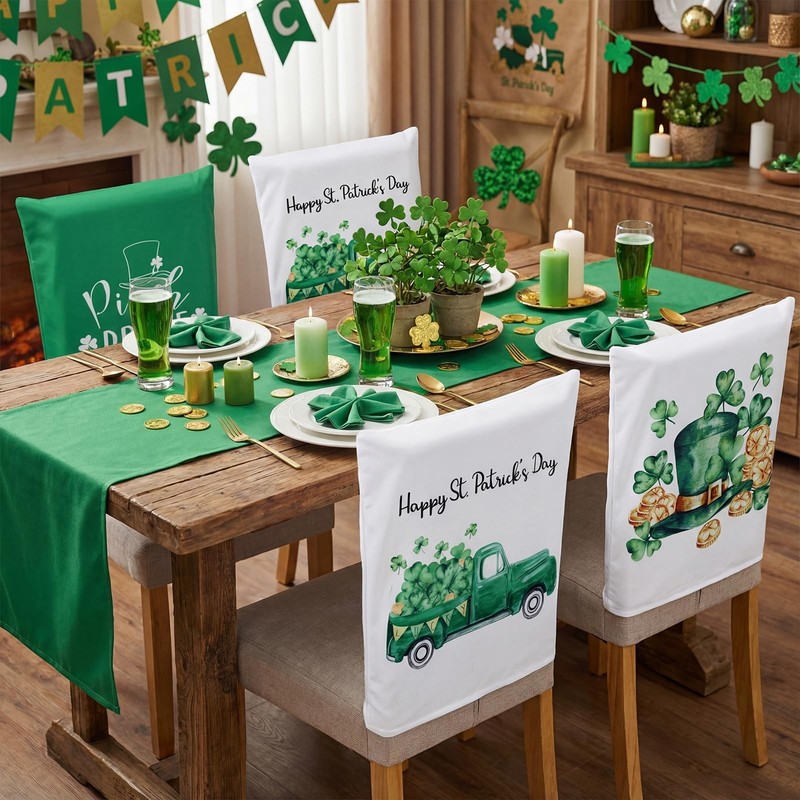 16 Pcs Holiday Chair Back Covers St. Patrick's Day Chair Decorations Seasonal Di gallery