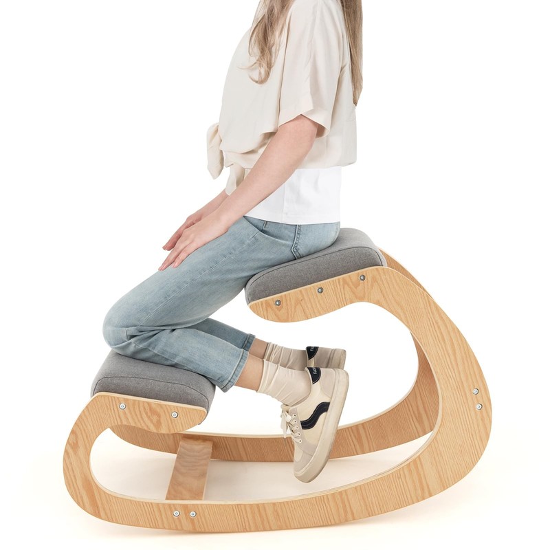 Ergonomic Kneeling Chair, Posture Chair for Desk with Cushion, Solid Wood Fra…
