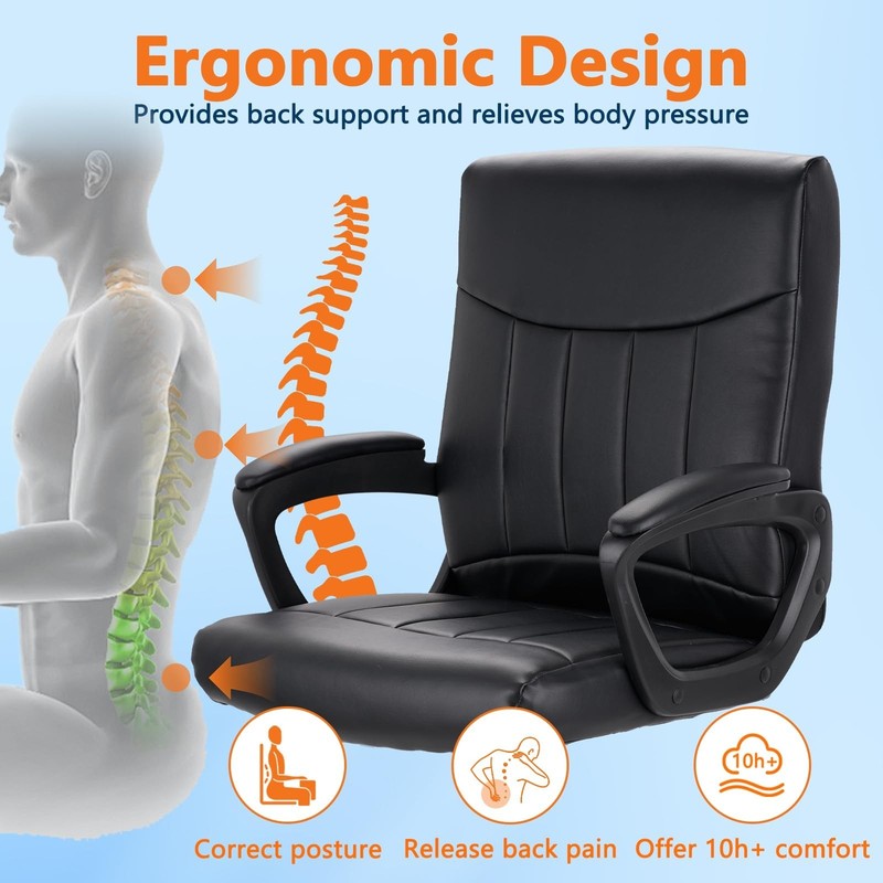 CLATINA Mid Back Leather Office Executive Chair with Lumbar Support and Padded gallery