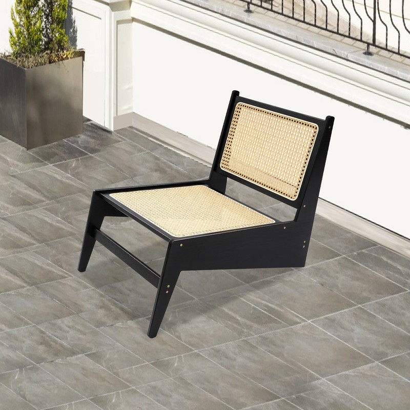 Home Bamboo Chair, Bamboo Accent Chair, Comfy Bamboo Chairs, 53x64x58cm, Black