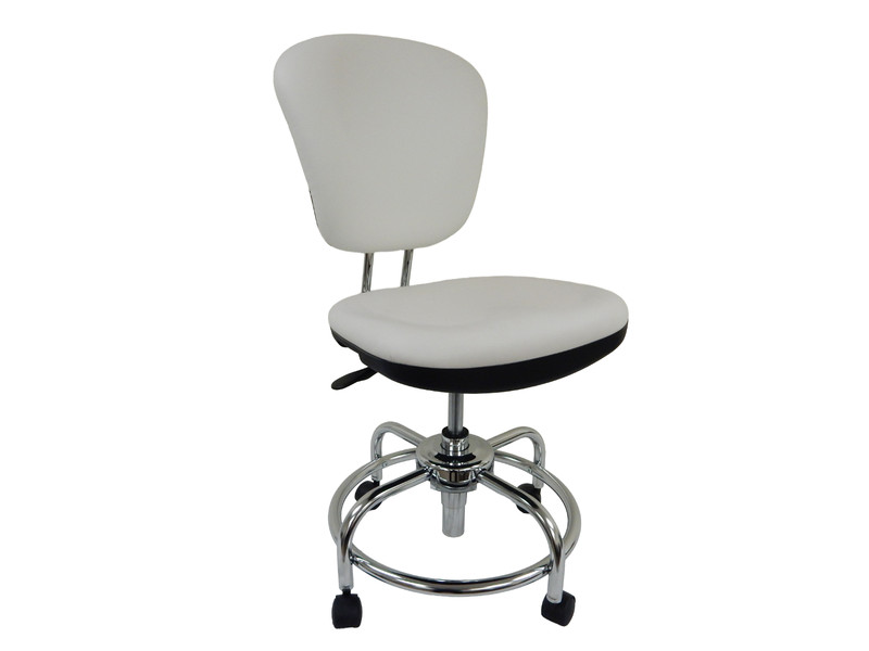 Lab Chair w/ White Antimicrobial Vinyl Seat/Backrest