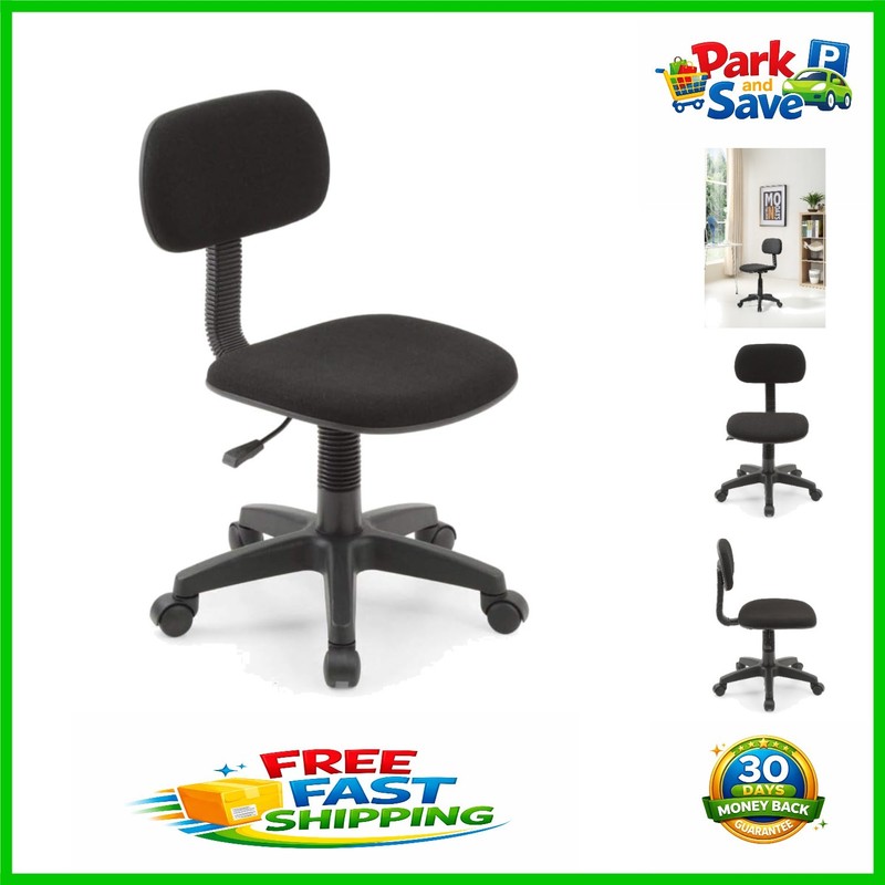 Durable Black Armless Task Chair with Adjustable Height for Comfortable Kids Use