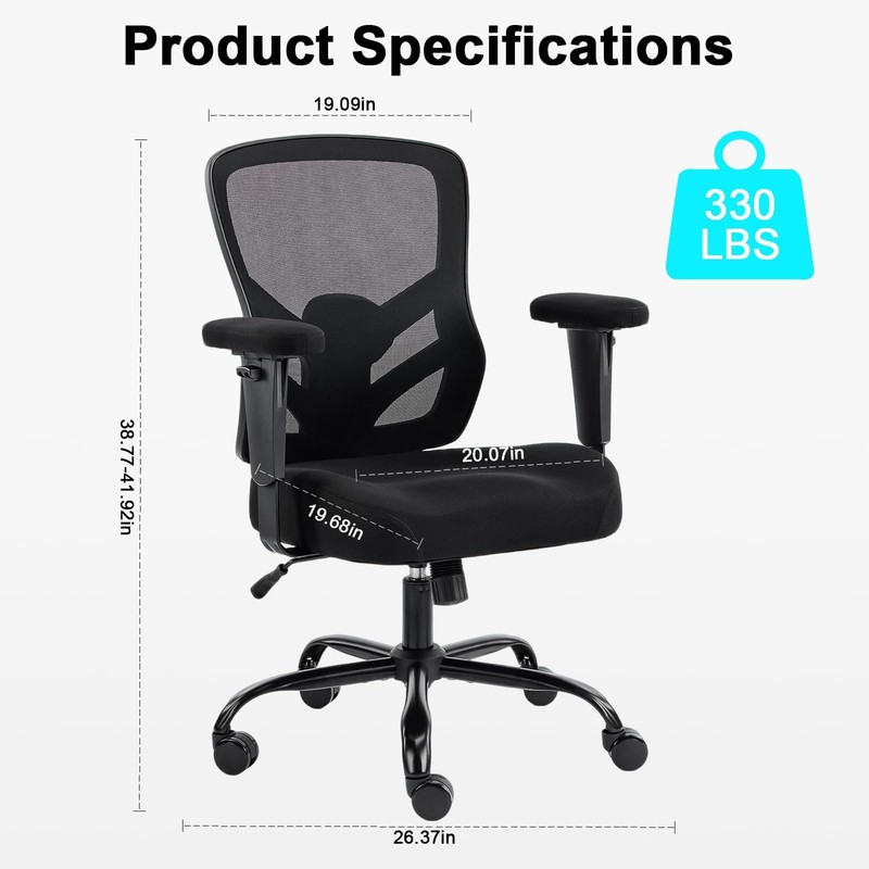 YFO Ergonomic Office Chair, Mesh Computer Desk Chair with Adjustable Back Lum... gallery