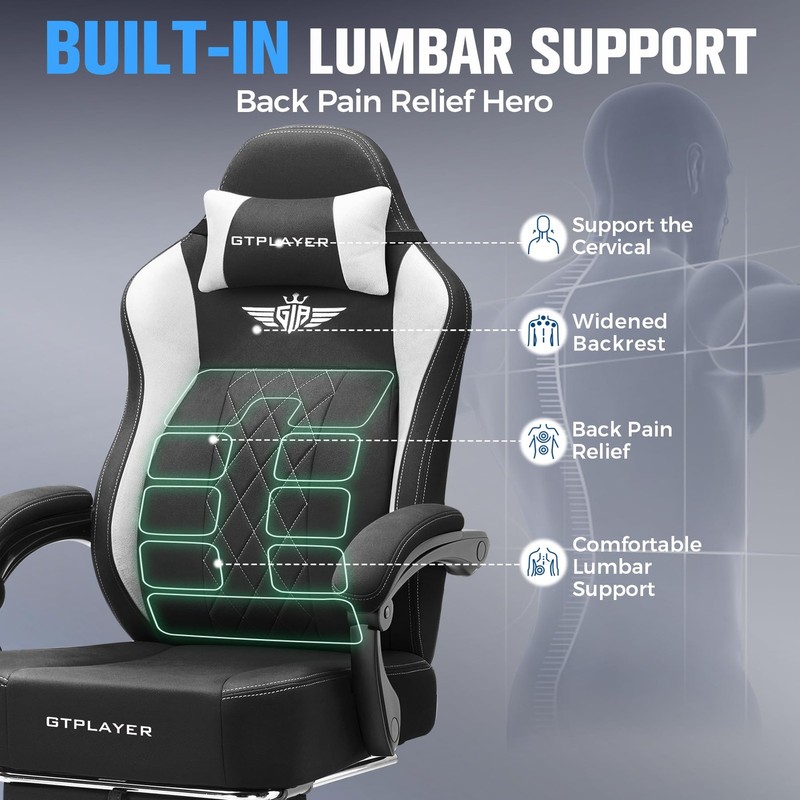 Big and Tall Gaming Chair Breathable Fabric Computer Chair with Strong Lumbar... gallery