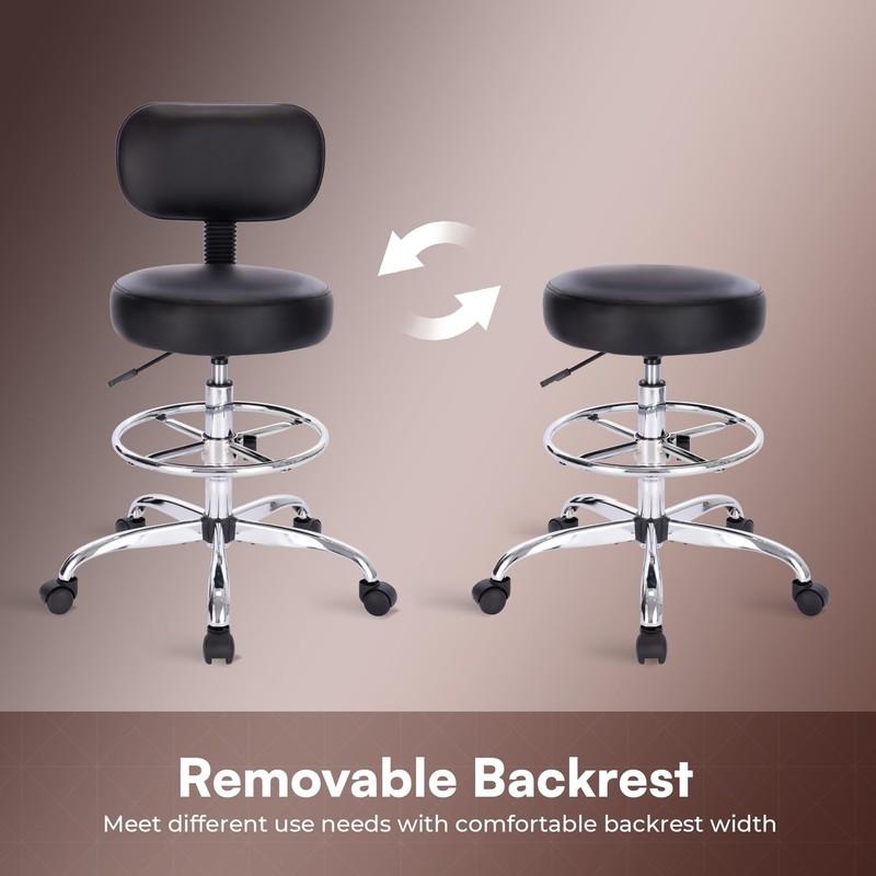 SUPERJARE Drafting Chair with Back, Adjustable Foot Rest Rolling Stool, Multi- gallery