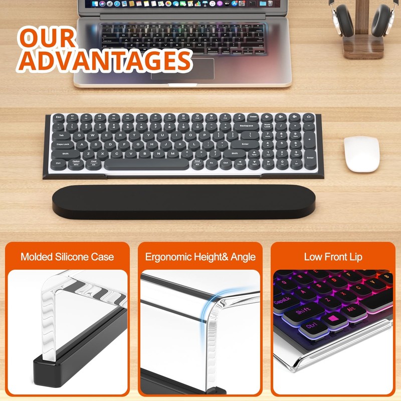 Black Ergonomic Computer Keyboard Stand Tilt PC Riser Acrylic Tray Holder gallery