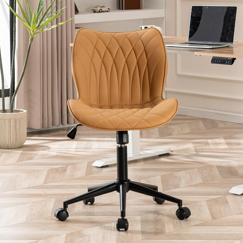 Armless Desk Chair Comfy Office Chair with Wheels Home Ergonomic Task Chair Adju