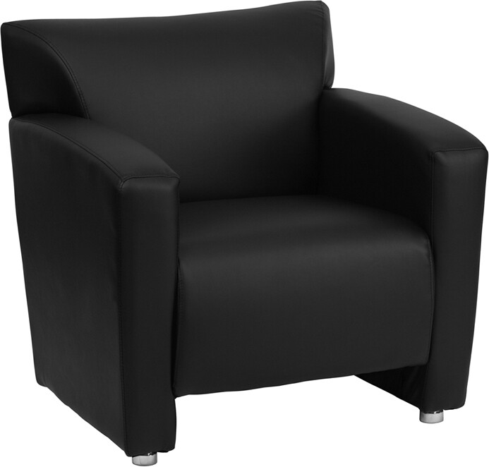 Majesty Series Black Leather Reception Area Side Chair - Guest Lounge Chair