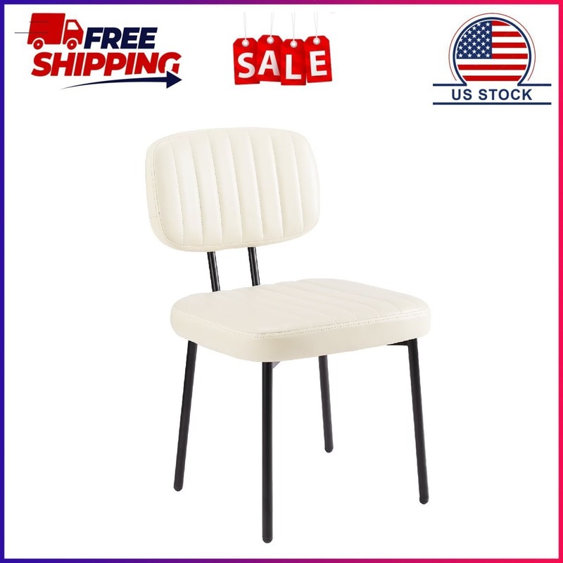 GIANNA Dining Chairs Set of 2, Sturdy Accent Chairs Modern Faux Leather Desk Cha