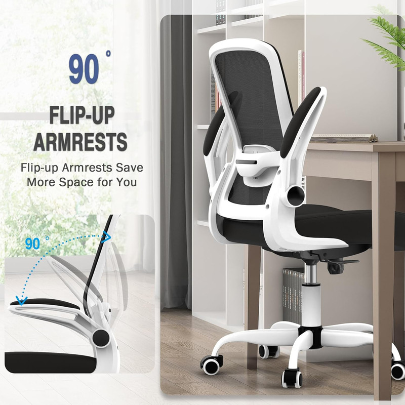 Ergonomic Office Chair - BIFMA Certified, Flip-Up Armrests & 135° Recline, Adjus gallery