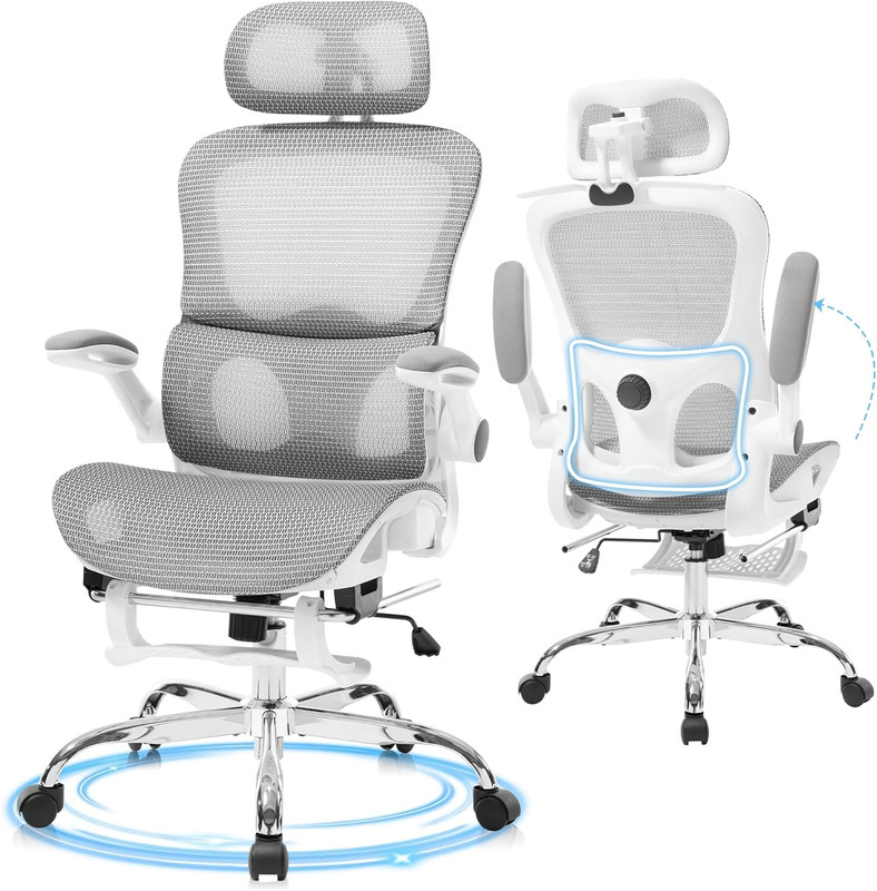 Ergonomic High Back Office Chair with Headrest, Footrest & Lumbar Support
