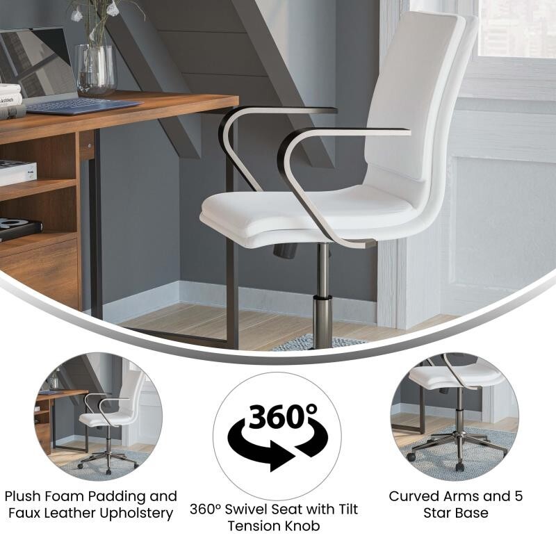 Mid-Back Designer Executive LeatherSoft Office Armchair with Brushed Chrome Base gallery