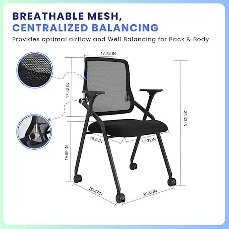 Stackable Foldable Conference Chairs W/ Thick Cushion Armrest Ergonomic Design gallery