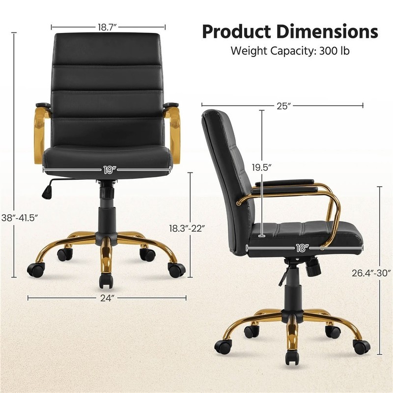 PU Leather Desk Chair Swivel Height Adjustable Office Computer Seat gallery