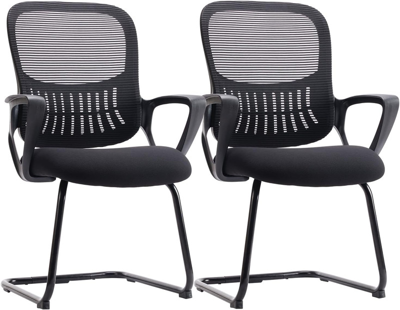 Reception Chair No Wheels, Stationary Non Rolling Mesh Mid Back Computer Guest S