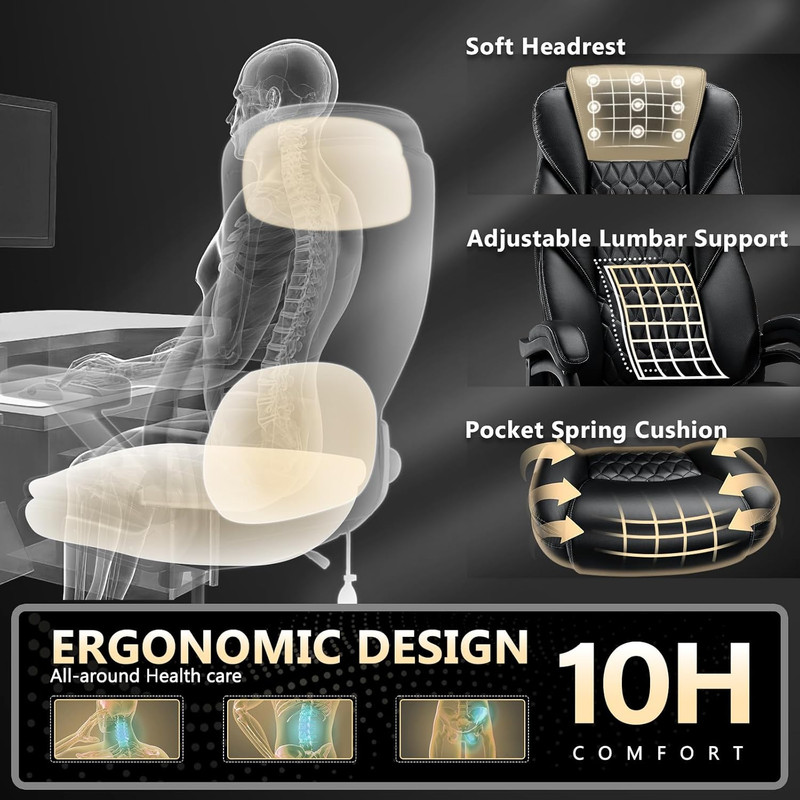 600lb Big & Tall Office Chair – Heavy Duty Ergonomic Executive Chair w/ Lumbar S gallery