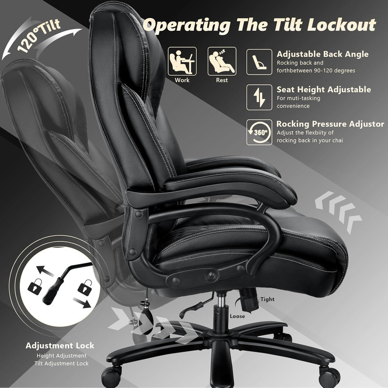 600lb Big & Tall Office Chair – Heavy Duty Ergonomic Executive Chair w/ Lumbar S gallery