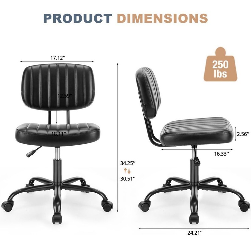 360° Swivel Desk Chair, Upholstered Faux Leather Height Adjustable Taskchai gallery