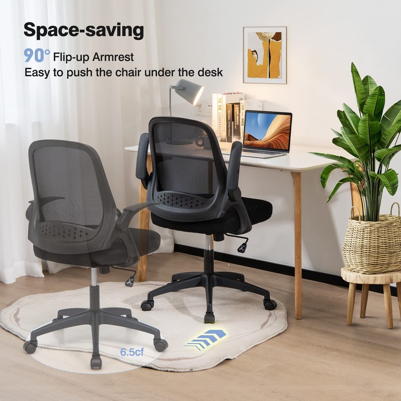 Ergonomic Mid-Back Mesh Computer Chair w/Lumbar Support, Flip-up Armrests, He... gallery