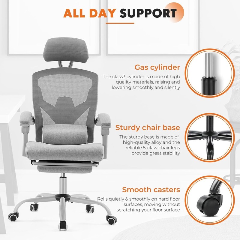 Office Computer Desk Chair W/ Footrest,Ergonomic High-Back Mesh Rolling Work gallery