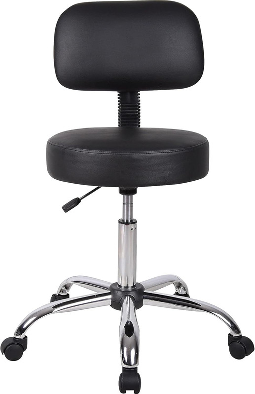 Ergonomic Black Vinyl Spa Stool with Back for Comfort and Support gallery