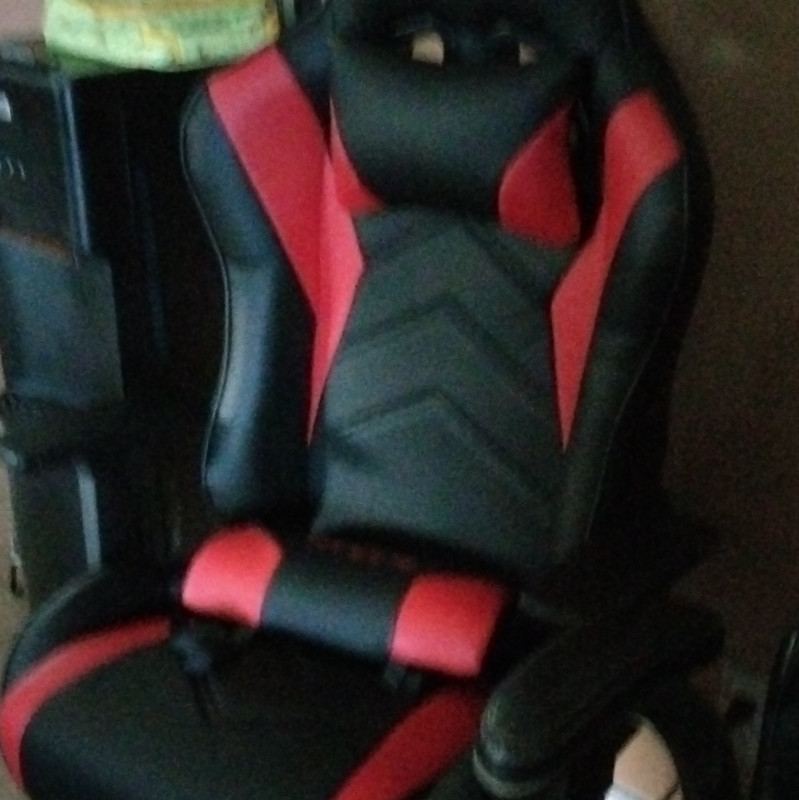 Black and Red Gaming Computer Chair with Headrest and Lumbar Support