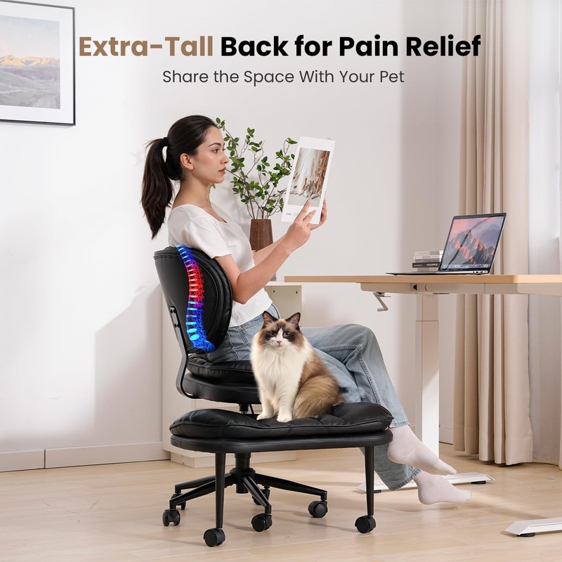 Extra-Wide & Tall Cross-Legged Office Chair – Deeply-Padded Cloud Seat, Ergon... gallery