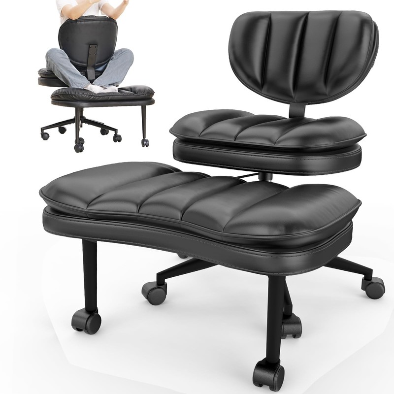 Extra-Wide & Tall Cross-Legged Office Chair – Deeply-Padded Cloud Seat, Ergon... gallery