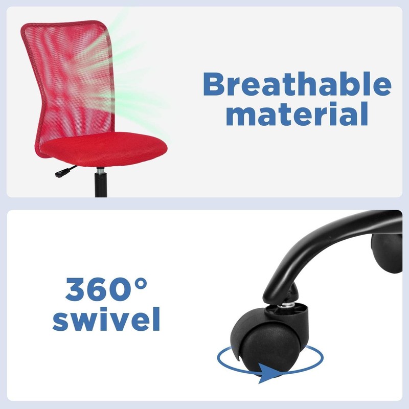 Armless Mesh Back Office Chair - Adjustable Swivel Task Chair for Home & Office gallery