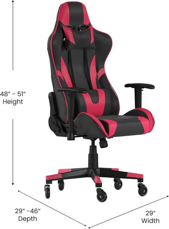 X20 Adjustable Racing Gaming Chair - Red Leathersoft, Reclining, Rollers gallery