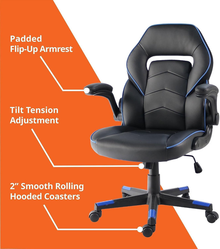Nusparc Spawnsafe Gaming Chair, Adjustable Height, Flip-Up Armrests, 360° Swivel gallery