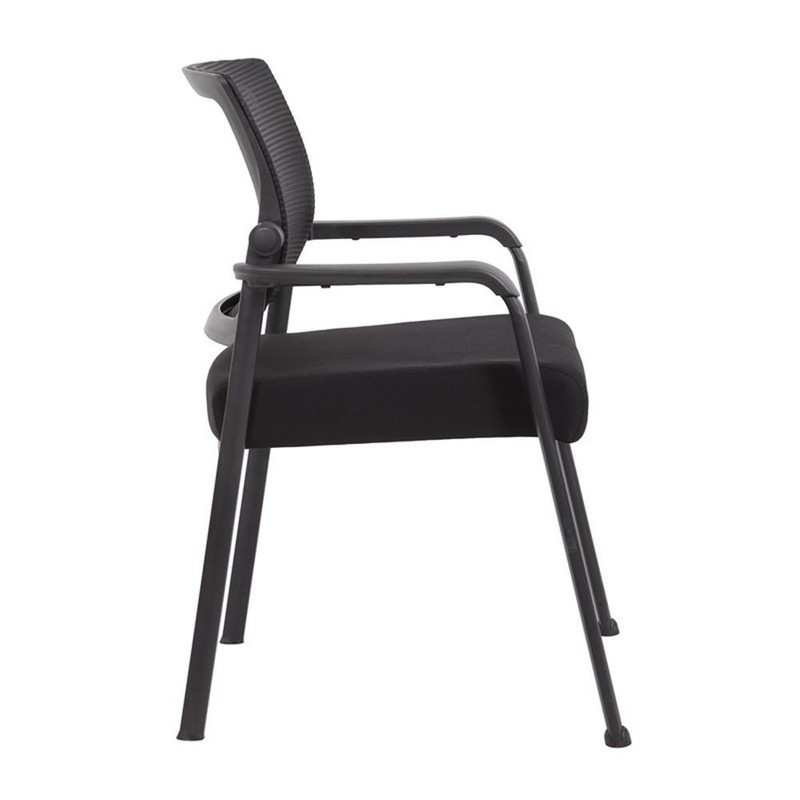 Pemberly Row Mesh Back Fabric Guest Chair with Steel Legs in Black gallery