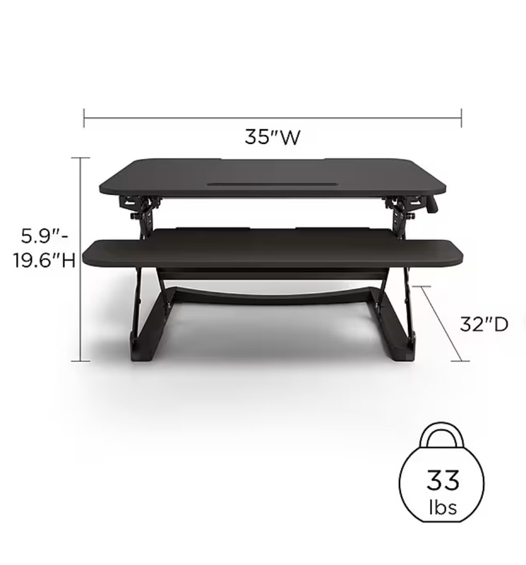 Union & Scale™ FlexFit™ 27" Manual Adjustable Desk Converter, Black (UN44901-CC) gallery