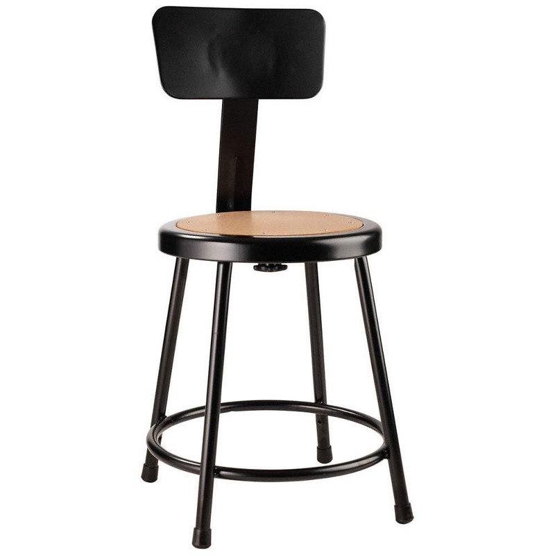 NATIONAL PUBLIC SEATING 6218B-10 Round Stool,Welded Tube Leg,Black,32″H 35JG60