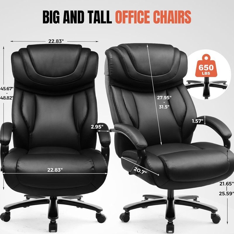 Big and Tall Office Chair 650Lbs Ergonomic Computer Chair 6 Gear Adjustable Head gallery