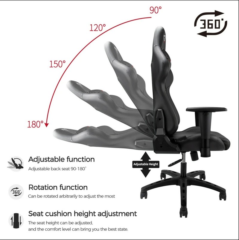 Gaming Chair Premium Leather Racing Style Ergonomic Swivel OfficeChair LOL Dota  gallery