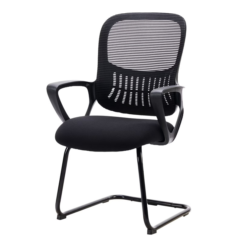 Office Chair with Lumbar Support No Wheels, Stationary Mesh Mid Back Computer Ch