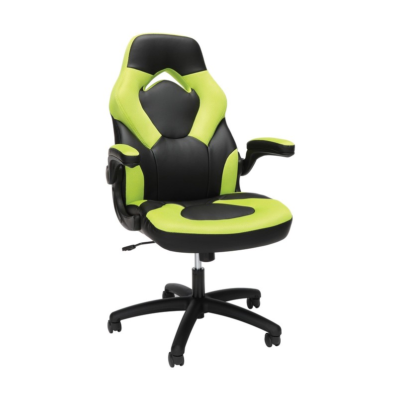 Green Racing Style Gaming Chair Adjustable Ergonomic Bonded Leather Office Chair
