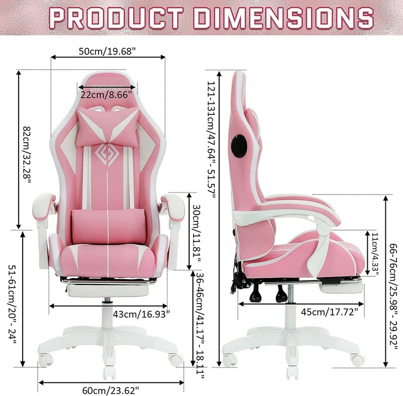 LED Computer Gaming Chair W/ Speaker Ergonomic Office Swivel Racing Chairs US gallery