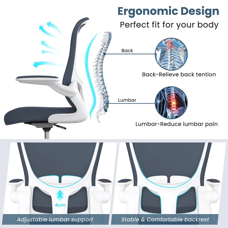 Drafting Chair, Tall Office Chair with Flip-up Armrests Executive Ergonomic C... gallery