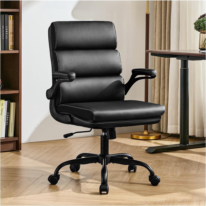 Office Chair Adjustable Desk Chair Mid Back Executive Comfortable Bonded Leather
