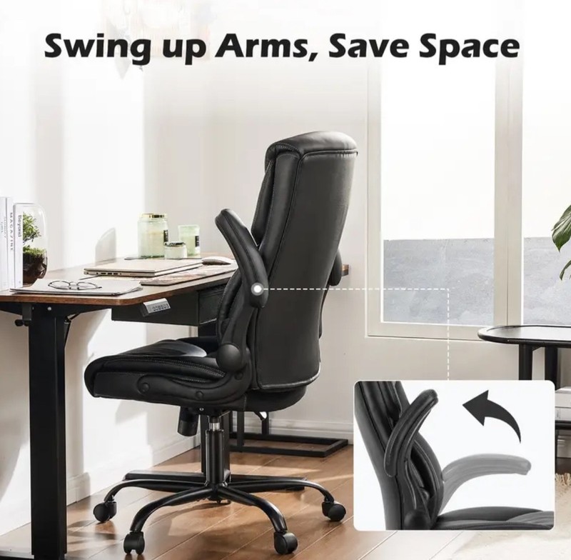 Ergonomic Home Office Chair, Leather Computer Gaming Chair with Armrests, Adjust gallery