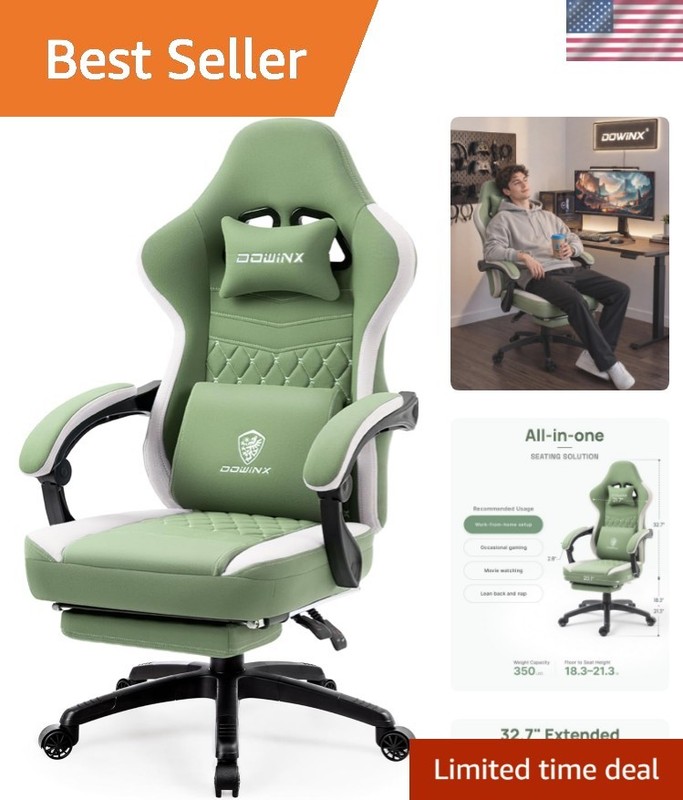 Gaming Chair Breathable Fabric Game Chair with Gel Pad and Storage Bag, Comfo…