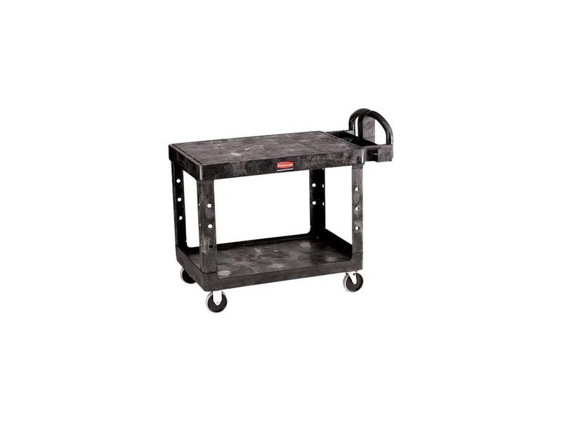 Rubbermaid Flat Shelf Utility Cart, 2-Shelf, 500lbs, 26 x 44 x 33-1/3, Black