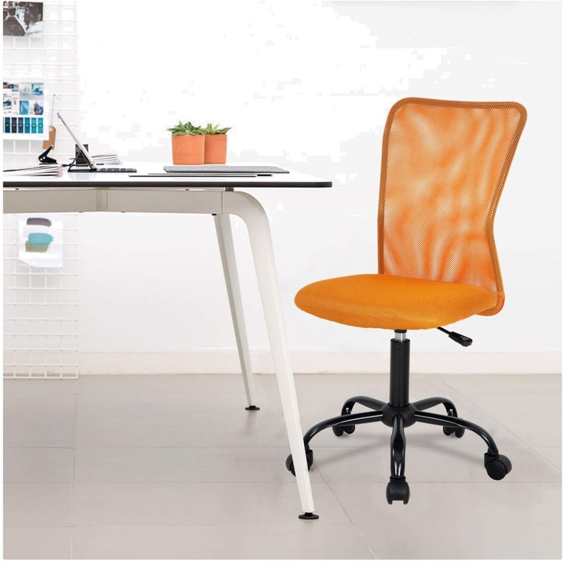 Stylish Armless Office Chair with Back Support, Orange